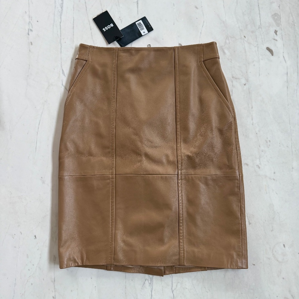 BOSS Seleni Leather Pencil Skirt